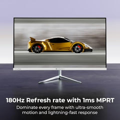 Zebronics 27 Inch QHD Gaming Monitor, 180Hz Refresh Rate, 1ms MPRT, IPS Display, 300 Nits, HDR10, 1.07B Colors, 2 x HDMI, 2 x DP, Bezel-Less Design, Built-in Speakers, Wall Mountable (A27QHD LED)