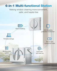 ECOVACS Winbot W2 Pro Omni Portable Window Cleaning Robot,Intelligent Cleaning with Three-Nozzle Wide-Angle Spray Technology,Win SLAM 4.0 Path Planning,Deep Edge Cleaning,5500Pa Suction Power,White