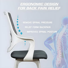MRC Mono Ergonomic Office Chair (Mid-Back) – Revolving Breathable Mesh Desk Chair for Work from Home & Study–Lumbar Support & Heavy Duty Nylon Base (Grey & White)