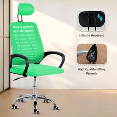 Casa Copenhagen Mesh Mid Back Office/Study/Computer/Revolving/Desk Chair for Work from Home -Metal Base, Height Adjustable Seat - Grey Milange & Black Handle