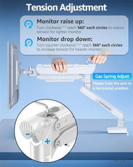 Jin Office White Monitor Stand Heavy Duty For 13"-49" Inch Monitor (Supports Upto 200*200mm VESA Screens |Strongest Gas Spring Arm with 20KG Wt. Cap| 1 Year Warranty | Tilt, Rotation, Swivel Features