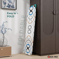 TEX-RO Ironing Board with Iron Stand | Foldable Iron Table for Ironing Clothes with Adjustable Height, Cotton Padded Press Table, Heat-Resistant Rest & Anti-Skid Legs - White