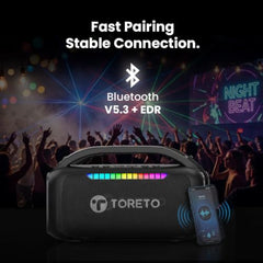 Toreto 40W Bluetooth Speaker with Deep Bass & Dual Wireless Karaoke Mic