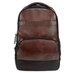F Gear Luxur 25L Medium Laptop backpack Fits upto 17" Laptop Faux Leather Water resistant lightweight, Gifts for Men Women Boys Girls Adults, College/School/Office/Travel Bag (Brown)