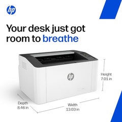 HP Laser 1008a Printer, Single Function, Print, Hi-Speed USB 2.0, Up to 21 ppm, 150-sheet Input Tray, 100-sheet Output Tray, 10,000-page Duty Cycle, 1-Year Warranty, Black and White, 714Z8A