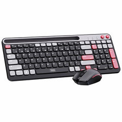 TAG KBWM 1100 Wireless 2.4GHz+Bluetooth Keyboard & Mouse Combo Kit with Tablet/Phone Holder, 98% Compact Layout, 10m Range, 1200DPI Mouse, for PC/Mobile/Tablet, Supports Windows/Mac/Linux/Android/iOS