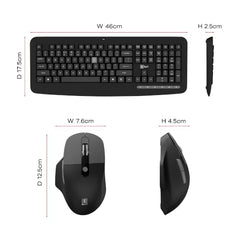 iBall ClickSet S450 Wireless Keyboard & Mouse Combo, 104-Key Full Size Keyboard, 12 Media Keys, Retractable Stand, ₹ Key, UV Coated Keys, Mobile Slot, 1200 DPI Mouse, 3 Buttons, High Precision