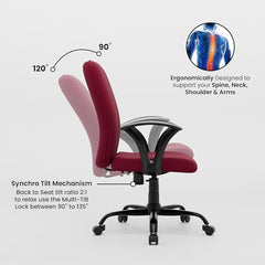 Green Soul Seoul X Office Chair, Mid Back Fabric Ergonomic Home Office Desk Chair with Comfortable & Spacious Seat, Rocking-tilt Mechanism & Heavy Duty Metal Base (Black)