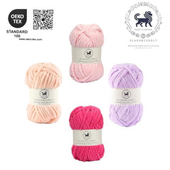 NESTNHAVEN , Plush & Cuddly Sets 2.0 , Chenille Yarn Supersoft Hand Knitting Wool Ball, set of 4 , 400 grams (1 Ball/100 Gram Each) Suitable for Craft, Babywear, Toys , Baby Blankets , 5 Bulky, Shades - NNHS 2.0 (Set 26 baby Pink , lilac , hot pink…