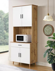 DeckUp Haven Kitchen Cabinet (Wotan Oak & White, Matte Finish)