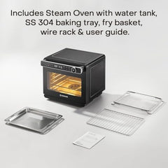 Nutricook Steami X 24L Black (Steam + Air Fryer Oven) with 10-in-1 functions like Steam Cook, Steam Roast, Air Fry, Bake, Sterilize & more. Steam + Convection technology, 2200W power, 2-year warranty