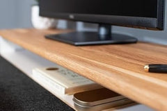 WELL KNOWN 72Cm Long Wooden Computer Monitor Stand, Monitor Riser Desk Shelf Desktop Stand TV Laptop Riser (72cm Long, Single Shelf) (d)