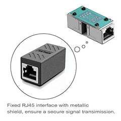 FebSmart RJ45 Coupler - Cat7/Cat6/Cat5e Ethernet Extender | Female to Female LAN Connector for Network Cables, Router, Modem, Gaming, PC & Office Setup (Black)