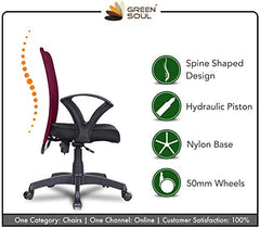 Green Soul Seoul X Office Chair, Mid Back Fabric Ergonomic Home Office Desk Chair with Comfortable & Spacious Seat, Rocking-tilt Mechanism & Heavy Duty Metal Base (Black)