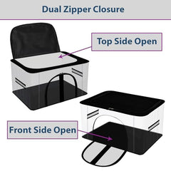 Kuber Industries Pack of 3 PVC Transparent Underbed Storage Bag | Multi-Purpose Garments Bag for Clothes-Toy | Wardrobe Bag with Handle | U Zip | Black