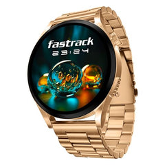 Fastrack MYND 1.93” AMOLED Display Smart Watch for Men & Women with AI Watch Faces,AI Chat,Offline Voice Commands,Curved Metallic Design,Functional Crown,BT Calling, Health Suite,100+ multisport modes