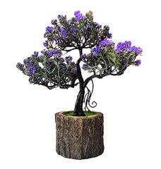 Dekorly Small Artificial Bonsai Tree Fake Plant Potted House Plants Japanese Pine Bonsai Plant Faux Bonsai for Home Indoor Decoration Office (Wooden Potted Plants, Design-G)