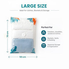 The Better Home Vacuum Storage Bags Medium Size with Hand Pump (Pack of 5) | 70x50cm Fresh, Odor-Free Compression Bags for Clothes, Blankets & Bedding | Space Saver Airtight Storage Organizer