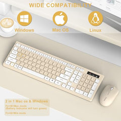 Wireless Keyboard and Mouse Combo, Full-Sized Wireless Keyboard and Adjustable DPI Mouse, 2.4GHz USB Receiver, Keyboard and Mouse for PC, Windows, Desktop, Laptop (Orange-B)