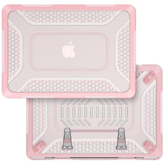 ProElite Transparent Case for MacBook Neo 13 inch 2026 Model Touch ID, Heavy Duty Honeycomb Hard Shell with Slim TPU Bumper and Fold Kickstand, Dark Blue