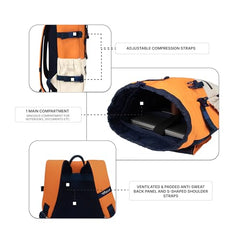F Gear Canyon 18L Premium Canvas Laptop Backpack|Water-Resistant Fashionable Travel, Office & College Bag, Padded Laptop & Tablet Sleeves Fits Upto 17 Inch Laptop|Men & Women (Cosmic Orange)