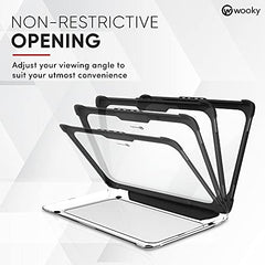 WOOKY MacBook Air M1 13.3 inch Shockproof 360 Degree PC + TPU Protection Plastic Hard Shell Flip Cover Case for MacBook Air A1932 A2179 A2337 (13.3 inch) - Black Clear