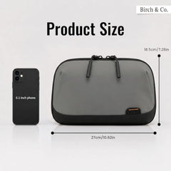 Birch & Co. Travel Organizer Pouch - Gadgets, Cable and Travel Accessories Organisers with Multiple Compartments, Zipper Pocket, Pen Holders, Water-Resistant Accessory Case for Cables, Grey