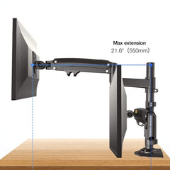 22''- 35'' Dual Monitor Desk Mount Stand Full Motion Swivel Monitor Arm Gas Spring Upto 12kg H180