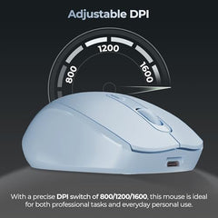 Foxin Flow Wireless Mouse with Rechargeable Battery, Bluetooth & 2.4 Ghz Dual Connectivity, 4 Buttons, Upto 1600 DPI, Type-C Charging | Ergonomic Office Mouse for Laptop, MacBook, PC | Green