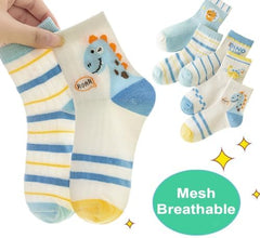 SYGA 5 Pairs Baby Girl & Baby Boy Socks, Toddlers Infant Cotton Stretch Crew Socks with Dianasor Design, Suitable for 3 to 5 years baby