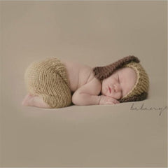 MOMISY Baby Photography Props, Includes Nappy Cover & Cap for Kids Parties Anniversaries Photography-Long Ear-Set of 2 Pieces-Brown