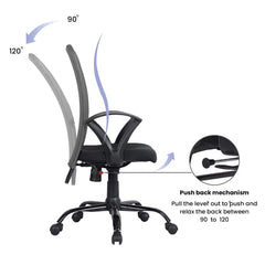 Green Soul Seoul X Office Chair, Mid Back Fabric Ergonomic Home Office Desk Chair with Comfortable & Spacious Seat, Rocking-tilt Mechanism & Heavy Duty Metal Base (Black)