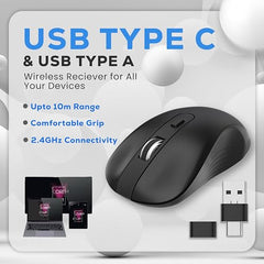Koaty WM315 USB C Wireless Mouse for MacBook and Laptop, Silent Click