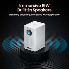 Portronics Beem 450 Smart LED Projector with 1080p Full HD Resolution, Built-in Streaming Apps (Netflix, Prime Video, Hotstar), 4000 Lumens, Screen Mirroring, 3 Watt Speaker, Bluetooth, Wi-Fi (White)