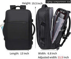 BANGE Travel Backpack, Carry On Backpack Durable Convertible Duffle Bag Fit for 17.3 Inch Laptop and Women, BLACK, LARGE-BLACK-45L, Business