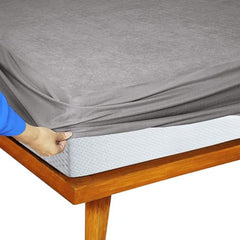 Feelme Mattress Cover King Size 84x84 Waterproof Cotton Mattress Protector for Double Bed (84x84 Inch/ 7x7 Feet Grey) 210 GSM 100% Waterproof