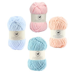 NESTNHAVEN , Plush & Cuddly Sets 2.0 , Chenille Yarn Supersoft Hand Knitting Wool Ball, set of 4 , 400 grams (1 Ball/100 Gram Each) Suitable for Craft, Babywear, Toys , Baby Blankets , 5 Bulky, Shades - NNHS 2.0 (Set 26 baby Pink , lilac , hot pink…