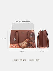 ZOUK Office Essential Bag | Jute | Vegan Leather Handcrafted Tote Bag With Double Handle Shoulder Strap | Bristel