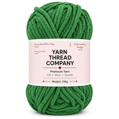 yarn thread company Wool, Plush & Cuddly, Chenille Yarn Supersoft Hand Knitting Wool Ball, (1 Ball/100 Gram Each) Ball Suitable for Craft, Babywear, Baby Blankets, (Parrot Green)