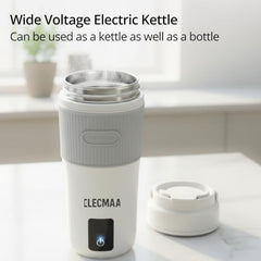 Elecmaa 2 in 1 Car Electric Kettle & Bottle 400ml, Pink | For office, car, home and travel, Ideal for Homes (220v) & Car, office 12-24V DC, 4 Temp & Digital Touch Ctrl