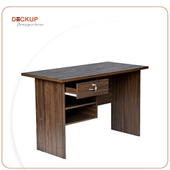 DeckUp Plank Giona Engineered Wood Study Table and Office Desk (Walnut and White, Matte Finish)