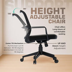Da URBAN® Dysen Office Chair, High Back Mesh Ergonomic Home Office Desk Chair with 1 Year Warranty,Tilt Lock Mechanism (Grey)