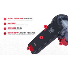 BLACK+DECKER PD1200AV-B1 12V Corded Dustbuster Flexi Auto Handheld Vacuum Cleaner, 560 ml Bowl Capacity, Car Vacuum Cleaner, 5 Meter Cable, 1 Year Manufacturer Warranty