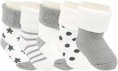 MOMISY 5 Pairs Baby Girl Boys Tube ankle Bamboo Socks for Baby Girl BoysToddlers Infant kids (Grey, 0 Months to 6 Months)