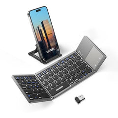 Samsers Foldable Bluetooth Keyboard with Touchpad, Ultra Slim Compact,Black