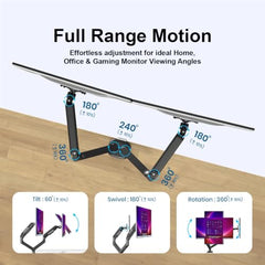 iVOOMi Power X2 Black Dual Monitor Stand for Desk with 100 x 100mm VESA Mount, Adjustable Gas Spring Monitor arm with Grommet Mounting Base for 15-34'' 2-20 kgs Screens, 1 Year Warranty