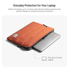 DailyObjects Large Stria Portable Laptop Sleeve | Durable Polyester |Compatible with Laptop/MacBook Air/Pro Upto 16 Inch |Lightweight Water Resistant Fabric |Padded Compartment with Zip Closure- Grey