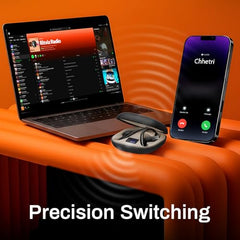 ACwO DwOTS Sense Pro True Wireless Earbuds, 42dB ANC, Voice-First Mic System for Clear Calls, Skin-Friendly Ear Hooks, 12mm Drivers, Dual Pairing, Sweat Resistant, Advanced Bluetooth Ear Buds (Orange)