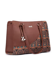 ZOUK Office Essential Bag | Jute | Vegan Leather Handcrafted Tote Bag With Double Handle Shoulder Strap | Bristel