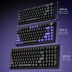 Kreo Hive 65 Wired Mechanical Gaming Keyboard | 65% Layout | Gasket Mount | Metal Volume Knob | Pre-Lubed Linear Switches | RGB Backlit | Type-C | Mac & Windows Mode